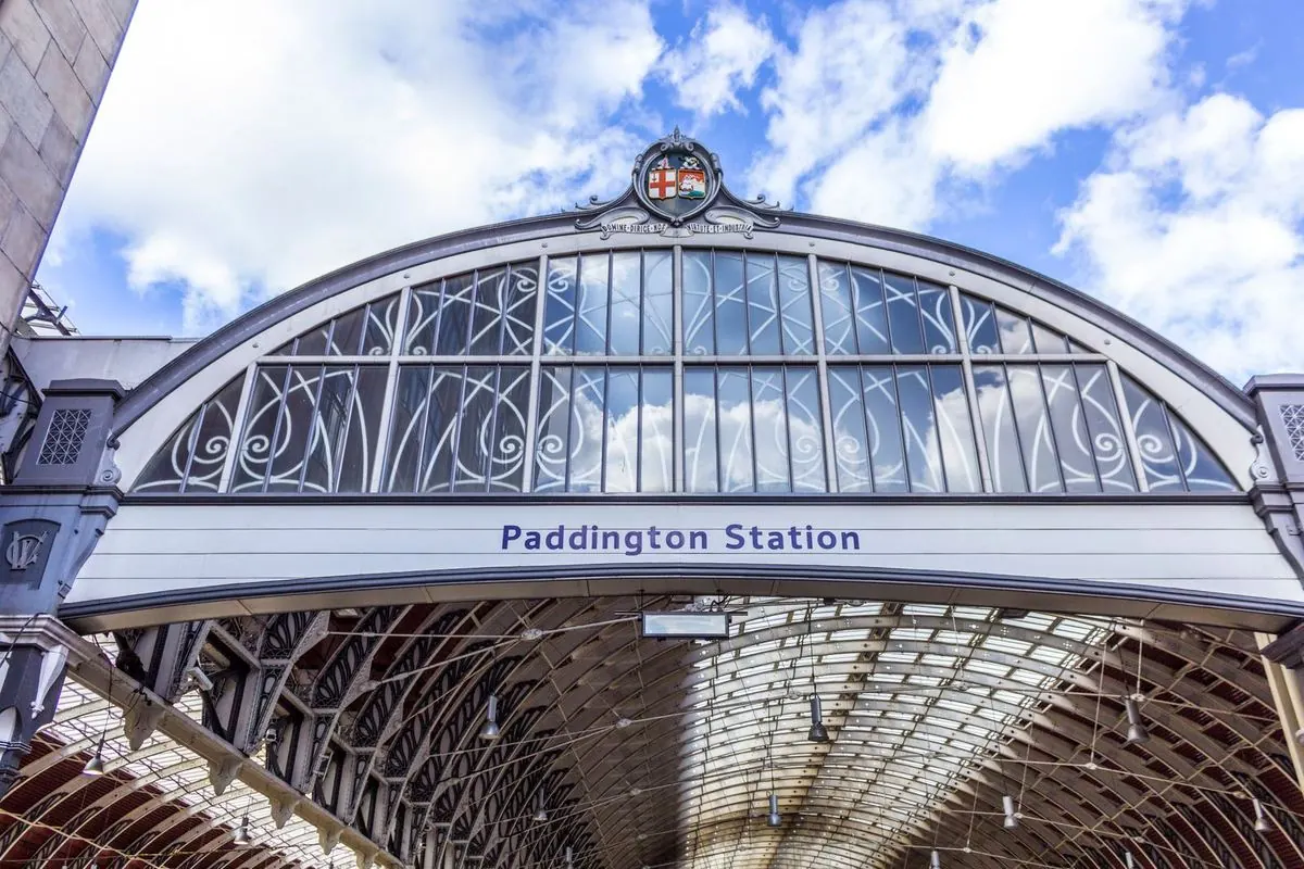 The arched entrance to Paddington Station, a short walk from the clinic